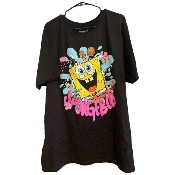 NICKELODEON BLACK TEE WITH SPONGE BOB SIZE 3XL - Picture 1 of 2